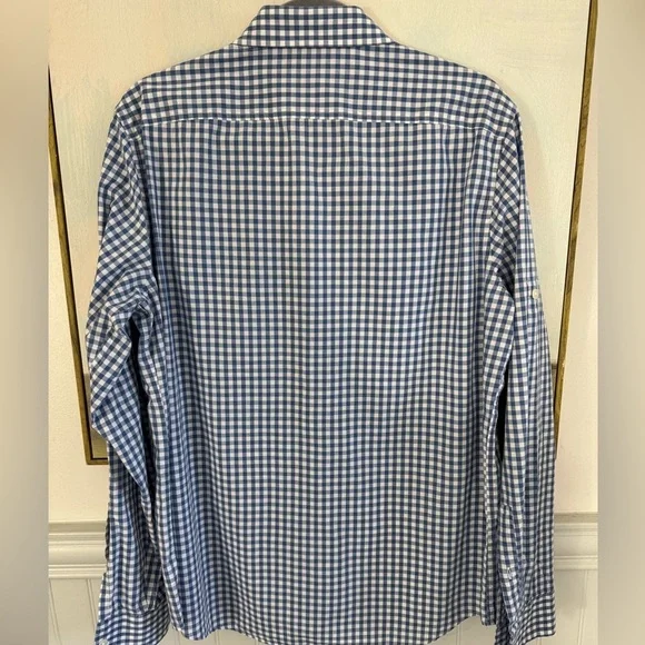 MICHAEL KORS Mens Blue And White Checkered Casual Button Down Size Medium - Picture 6 of 7